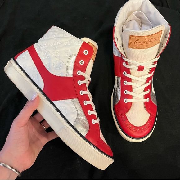 Louis Vuitton Other - LOUIS VUITTON Leather Red Hightop Sneakers sz. 7.5 US 6.5 UK